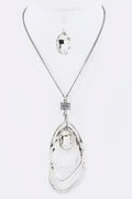 Crystal Drop & Hoops Necklace Set