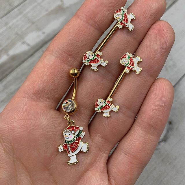 14G 13/16 Candy Corn Pumpkin Halloween Dangle Nipple Ring Set