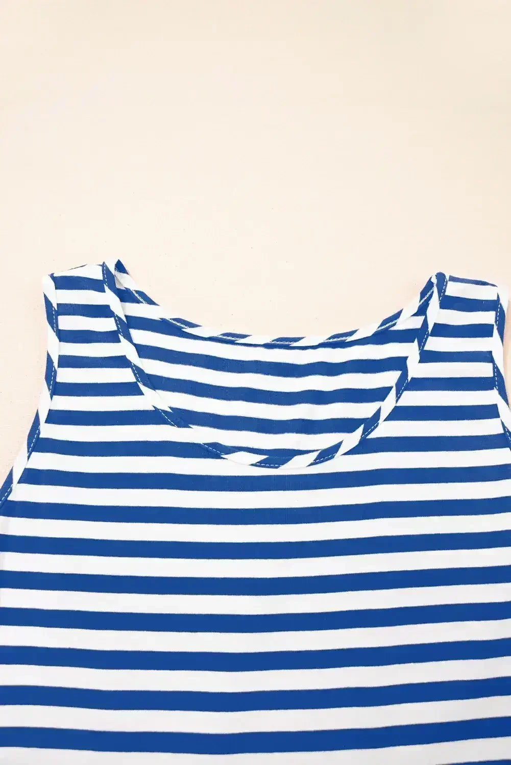 Black Stripe U Neck Sleeveless Loose Fit Mini Dress