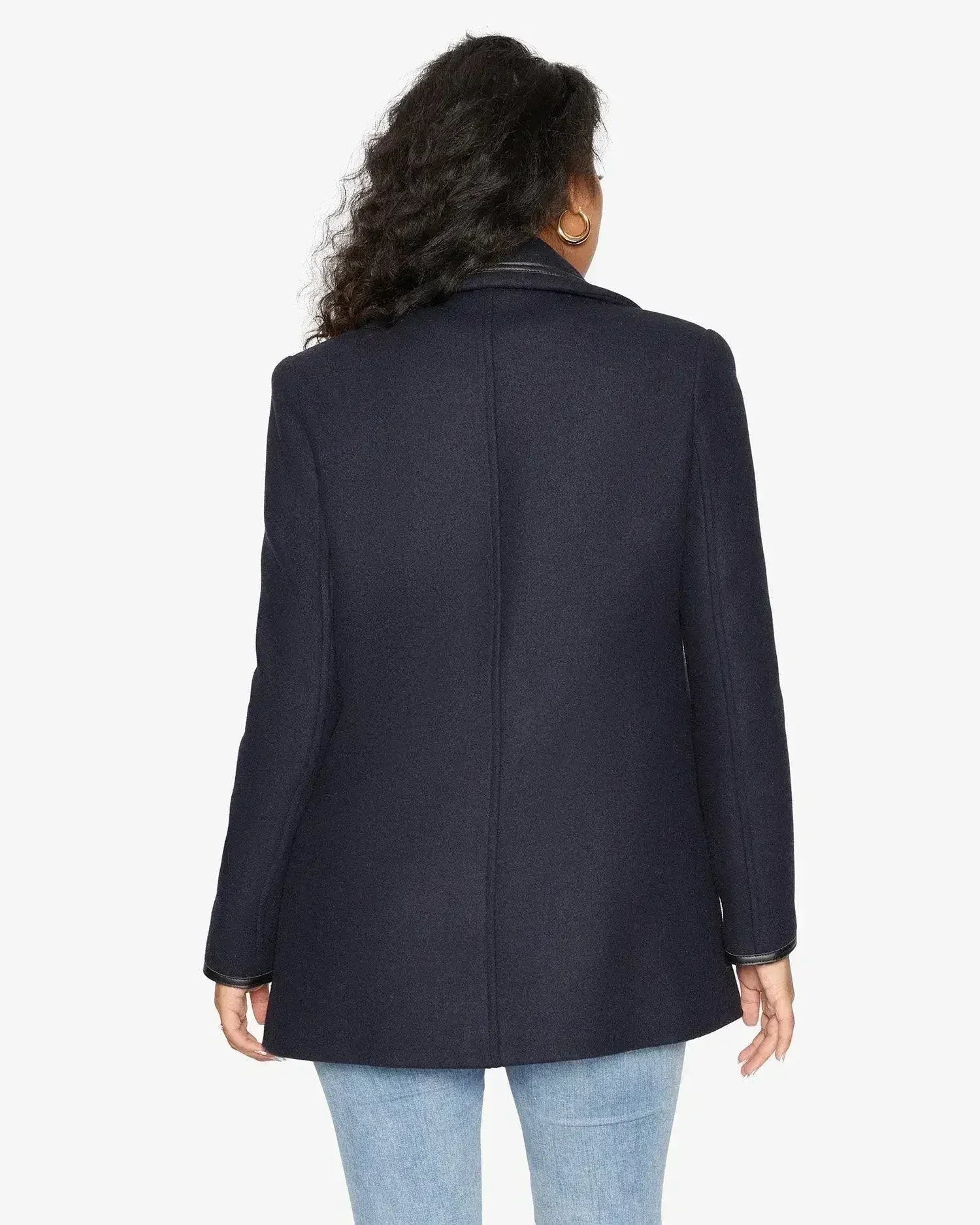 Wool Blend Contrast Trim Coat (1920)