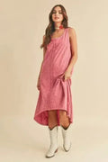 Aemi + Co High-Low Hem Scoop Neck Midi Tank Dress