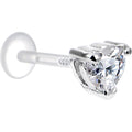 16G 3/8 Clear CZ Heart Bioplast Tragus Labret Monroe