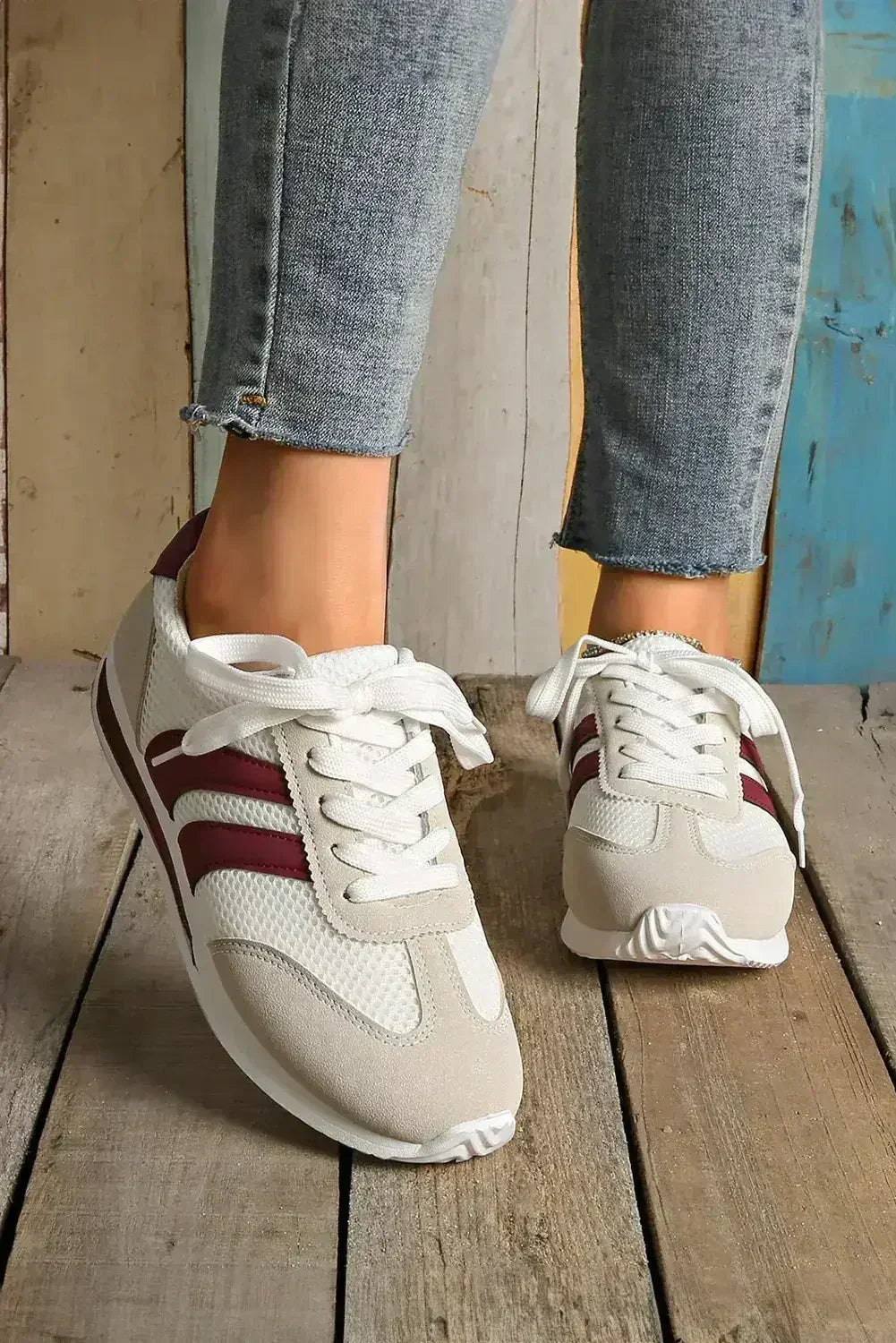 Yellow Patchwork Sneakers - Microfiber Breathable Shoes - Wholesale Comfort
