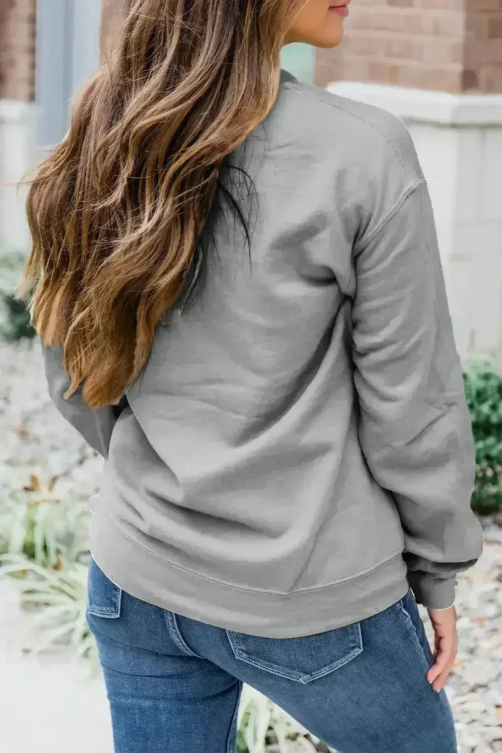 Gray Sequin Baseball Sweatshirt – Sparkle & Comfort | Femstylo
