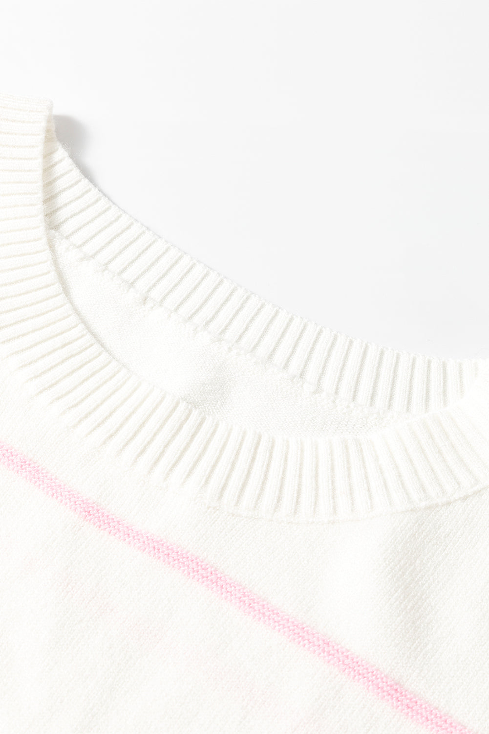 White Striped Half Sleeve Drop Shoulder Sweater - Femstylo