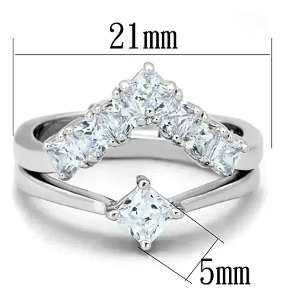 3W815 Rhodium Brass Ring – AAA Clear CZ Solitaire