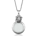 3W913 - Rhodium Brass Magnifier pendant with Synthetic Synthetic Glass