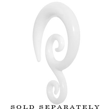 0G White Acrylic Swirl Spiral Taper