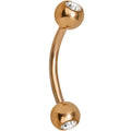 16G 3/8 Gem Rose Gold Plated Curved Barbell