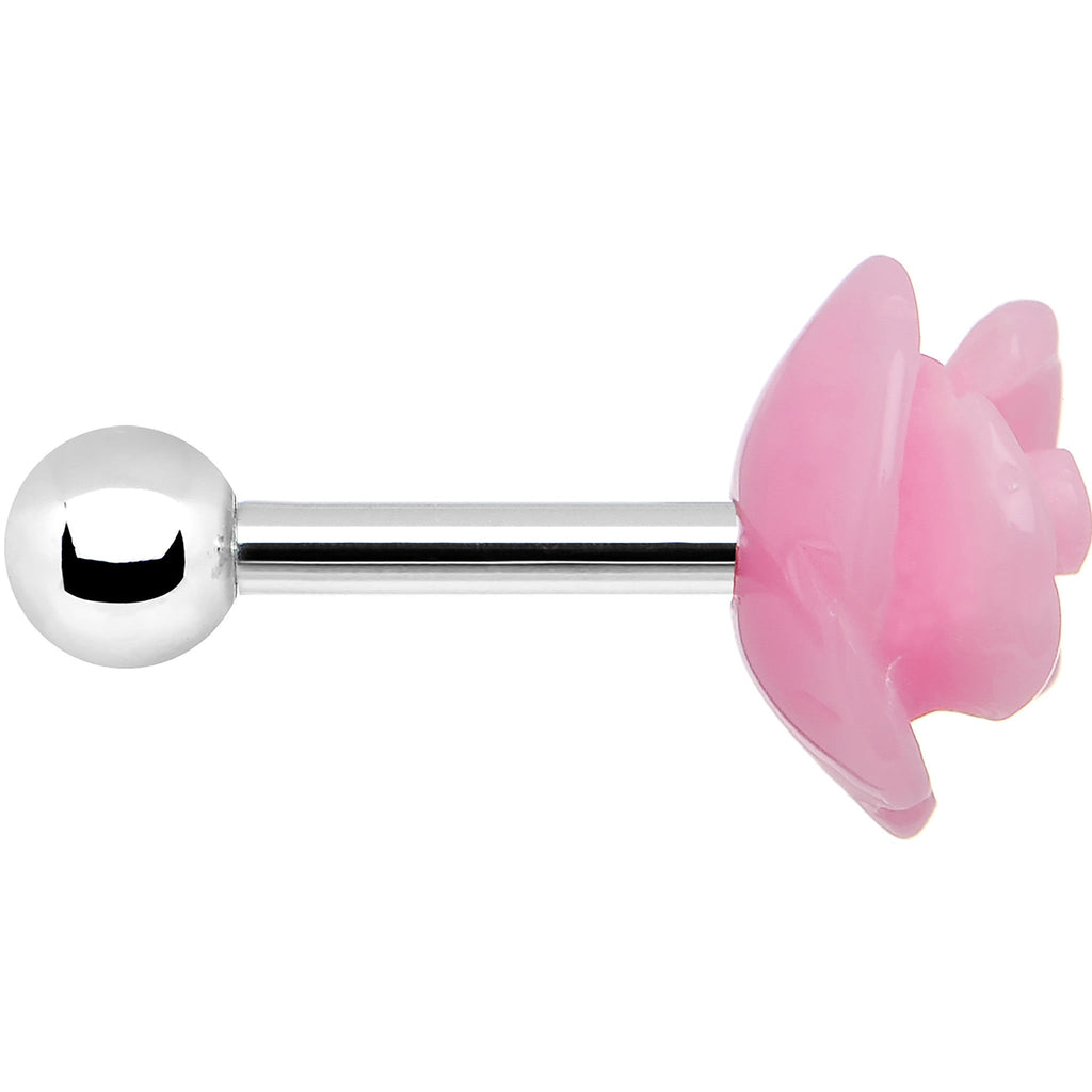 16G 1/4 Pink Acrylic Rose Flower Tragus Cartilage Earring