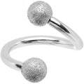 16G 5/16 Silver Sandblasted Steel Spiral Barbell 3mm Ball
