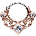 16G 3/8 Rose Gold IP Clear CZ Lahori Palace Septum Clicker