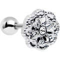 16G 1/4 Clear Gem Steel Mandala Flower Tragus Cartilage Earring