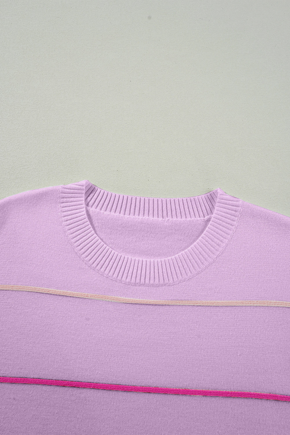 White Striped Half Sleeve Drop Shoulder Sweater - Femstylo