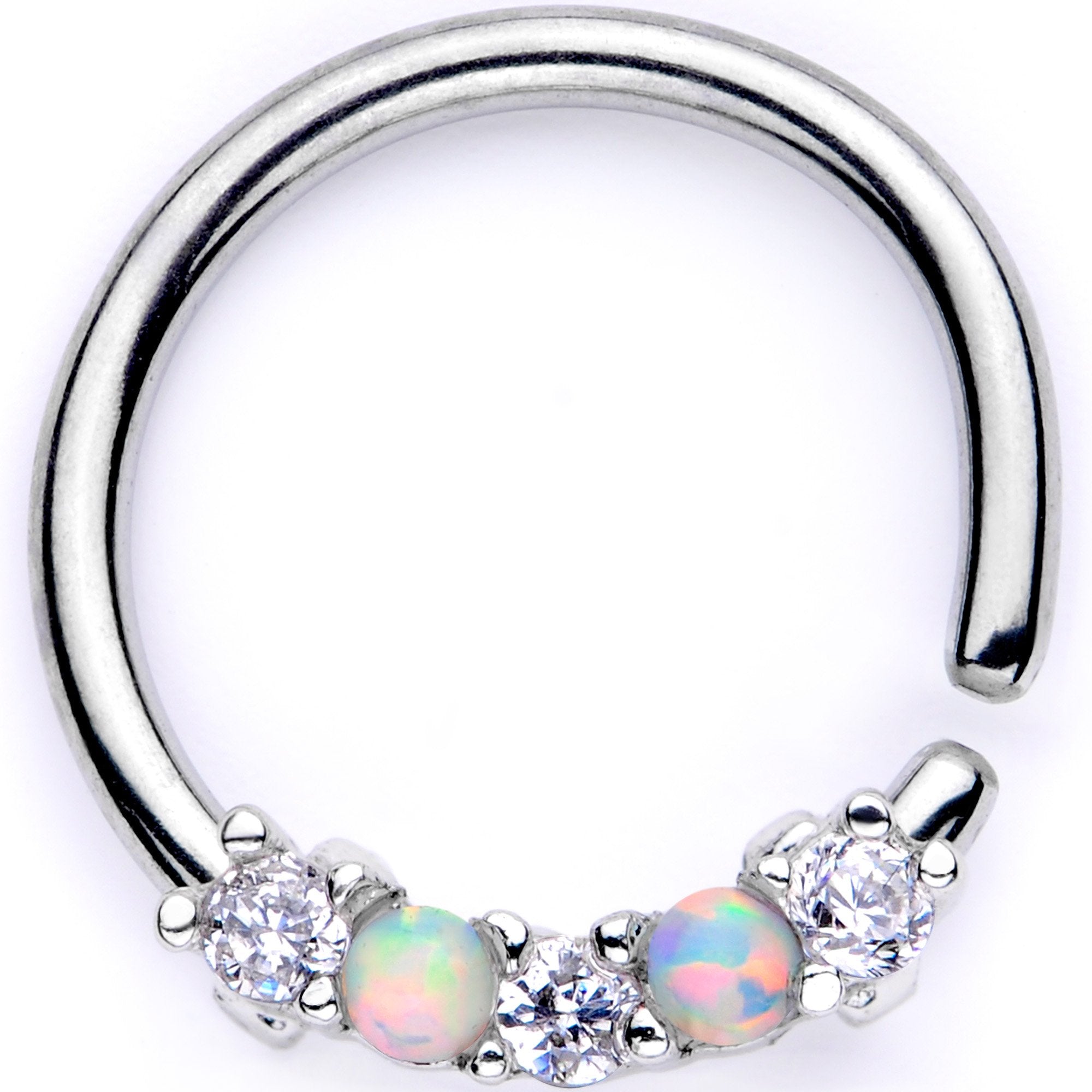 16G 5/16 White Synthetic Opal Blingy Seamless Circular Ring