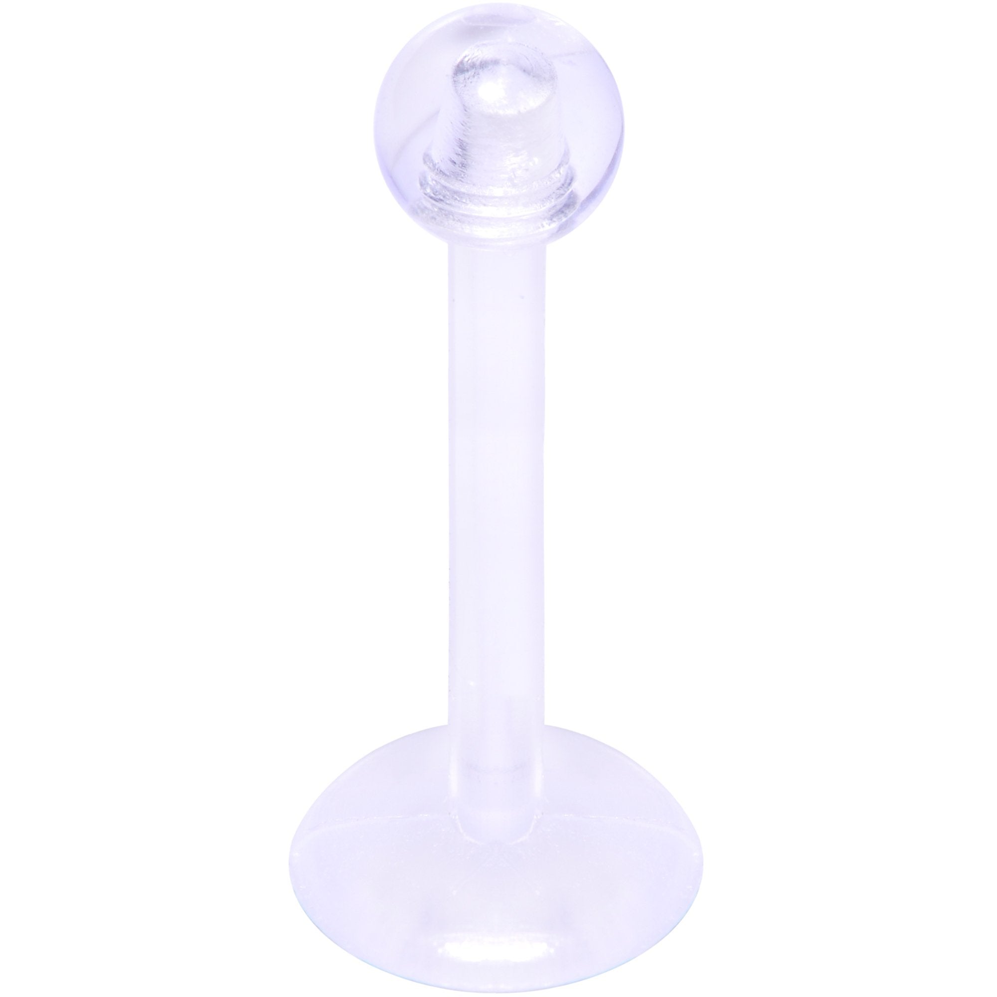 16G 3/8 Clear Flexible Bioplast Labret Monroe Tragus Retainer