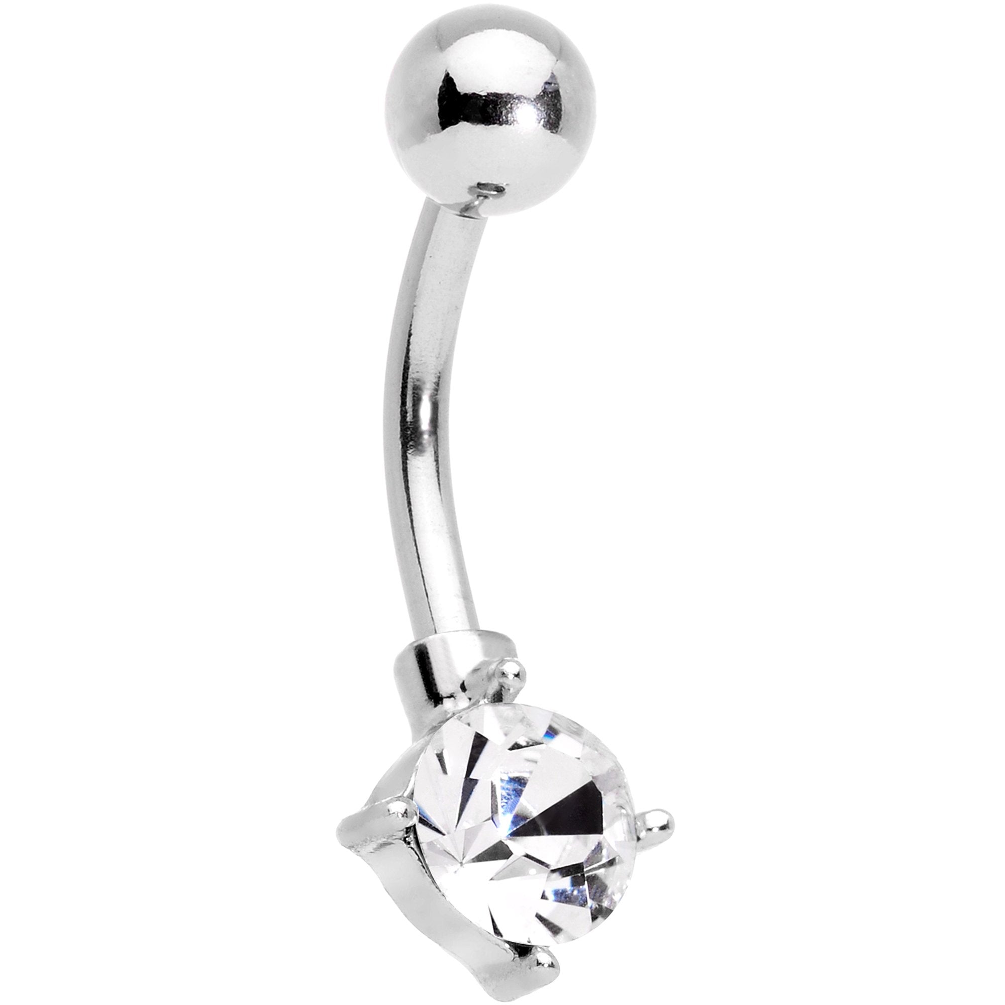 Clear Gem Gold Tone Red Holiday Cupcake Belly Ring Set of 4