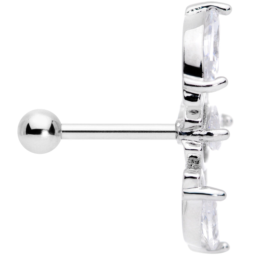 18G 5/16 Clear CZ Gem Geometric Crest Cartilage Tragus Earring