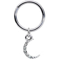 16G 3/8 Clear Gem Sliver of Moon Dangle Hinged Segment Ring
