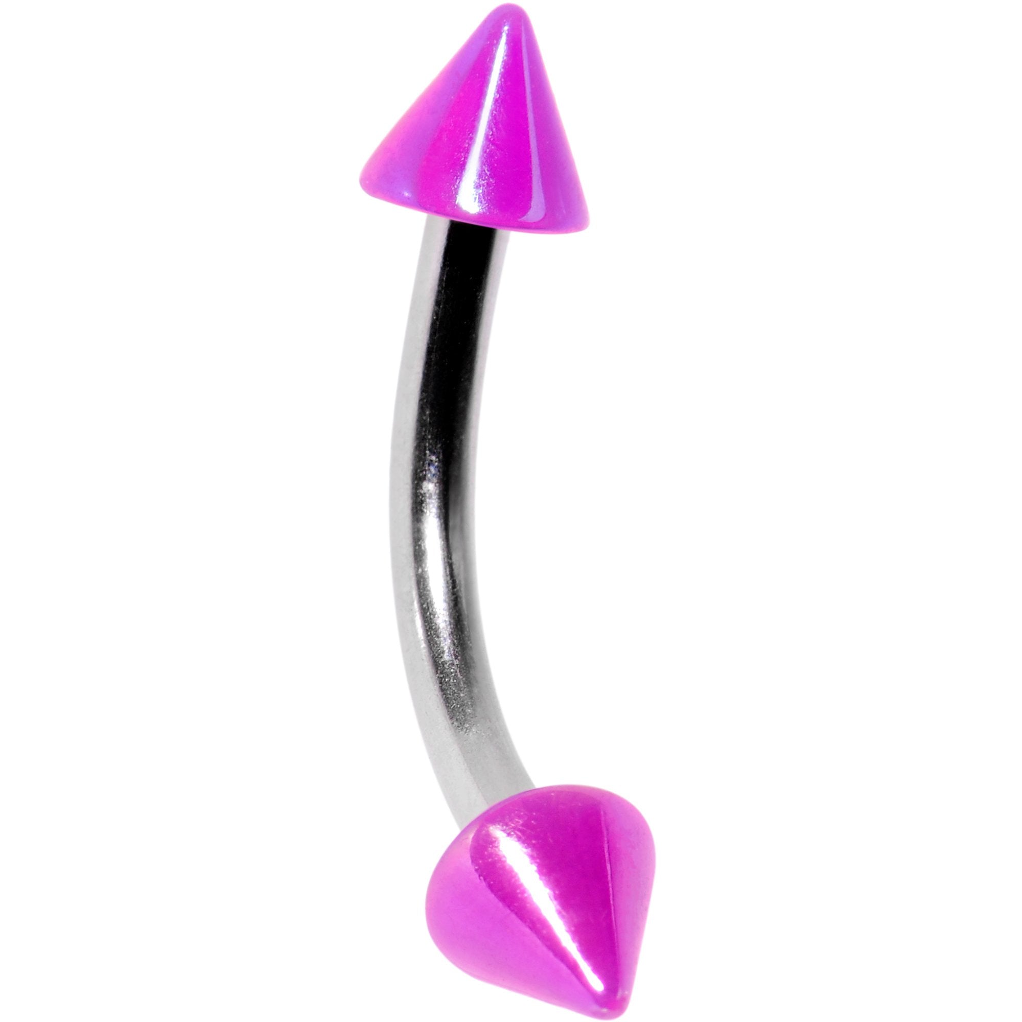 16G 5/16 Pearlescent Purple Cone Ends Curved Eyebrow Ring