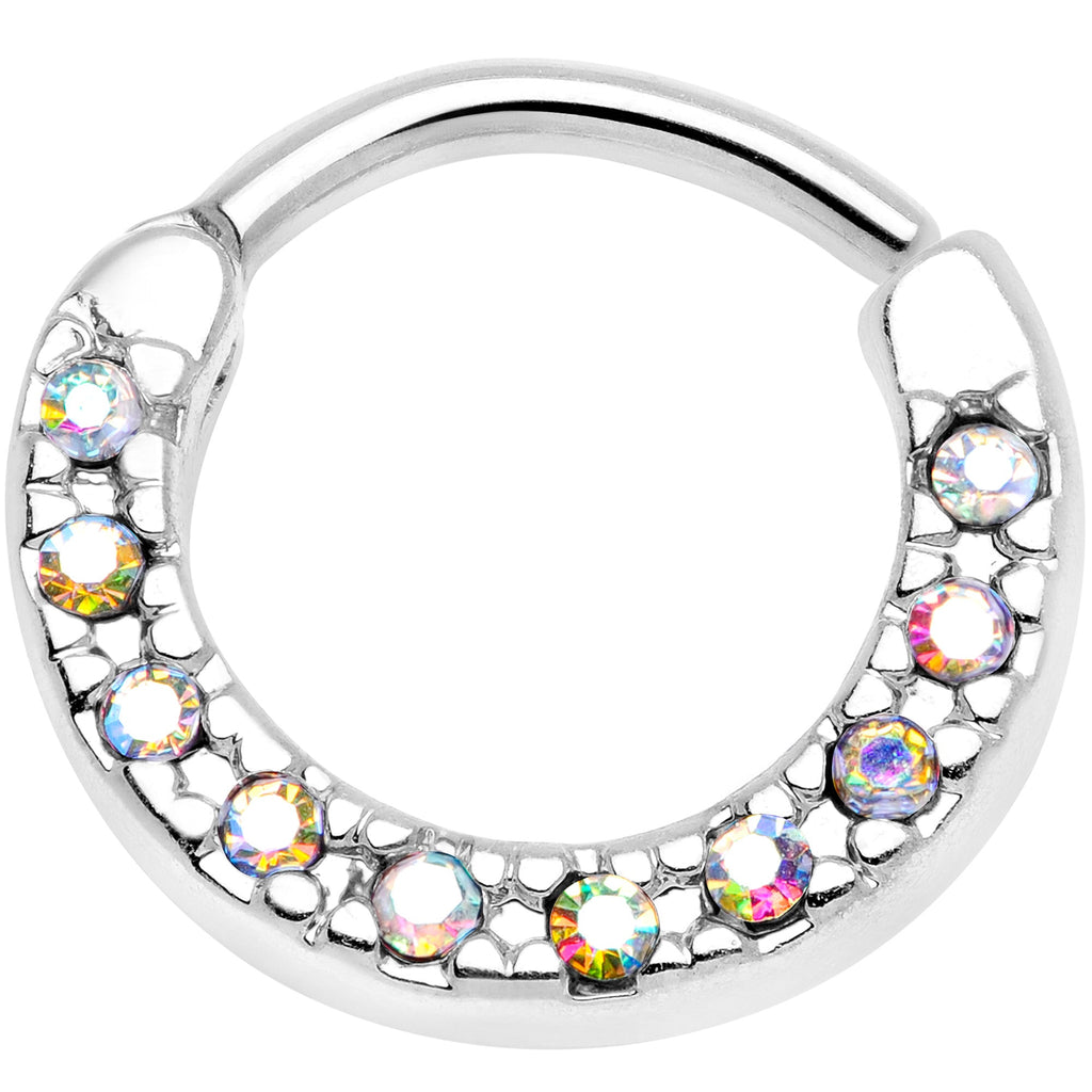 16G 5/16 Aurora Gem Paved Cartilage Clicker