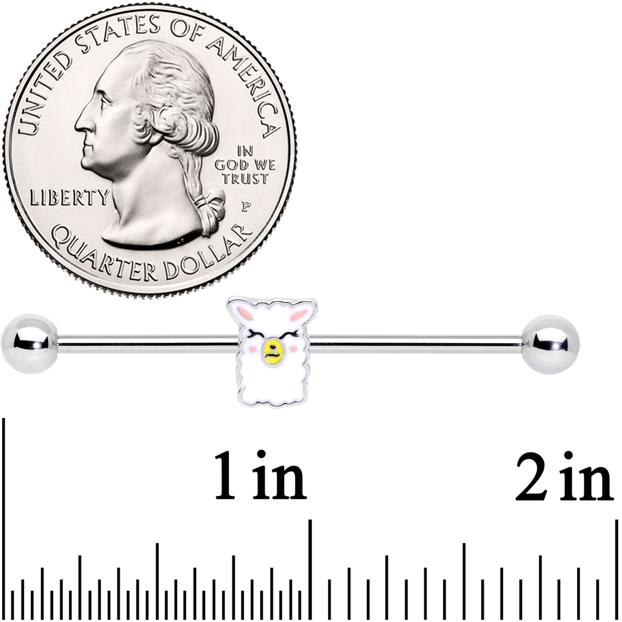 14G Sweet Llama Industrial Barbell 38mm