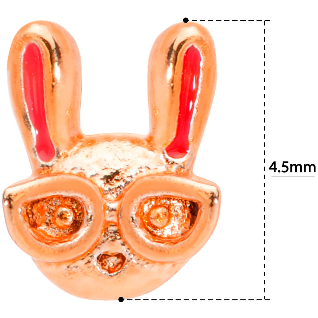 20G 5/16 Pink Rose Gold Tone Nerdy Easter Bunny L Shaped Nose Ring