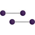 14G 9/16 Dark Purple Matte Barbell Nipple Ring Set