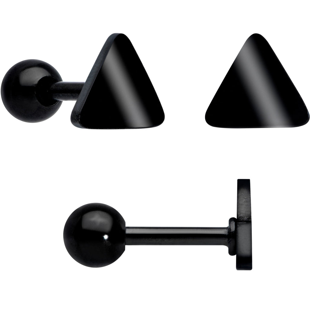 18G Clear CZ Gem Black Heart Cartilage Tragus Set of 8