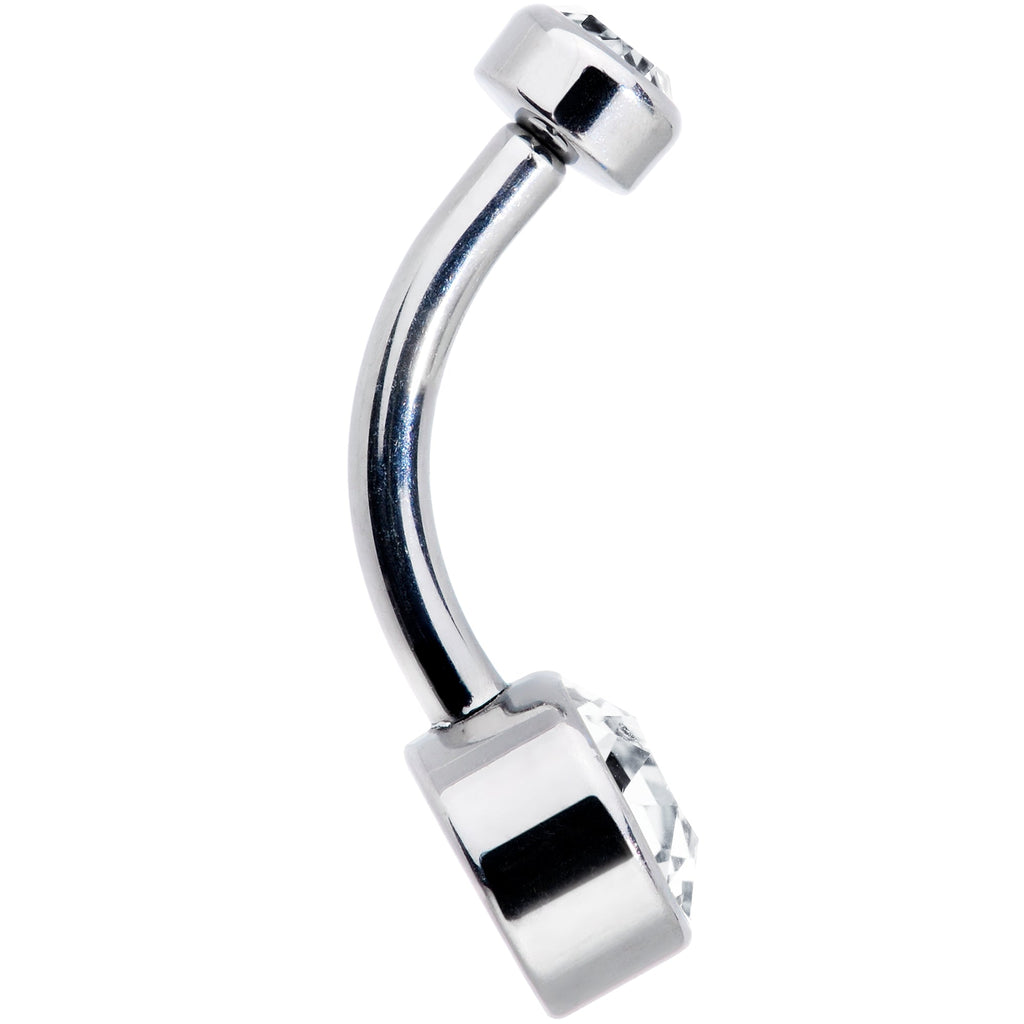 Clear 6mm Titanium Internal Thread Belly Ring Created with Crystals
