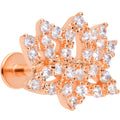 16G 5/16 Clear CZ Gem Rose Gold Tone Lotus Flower Labret Monroe