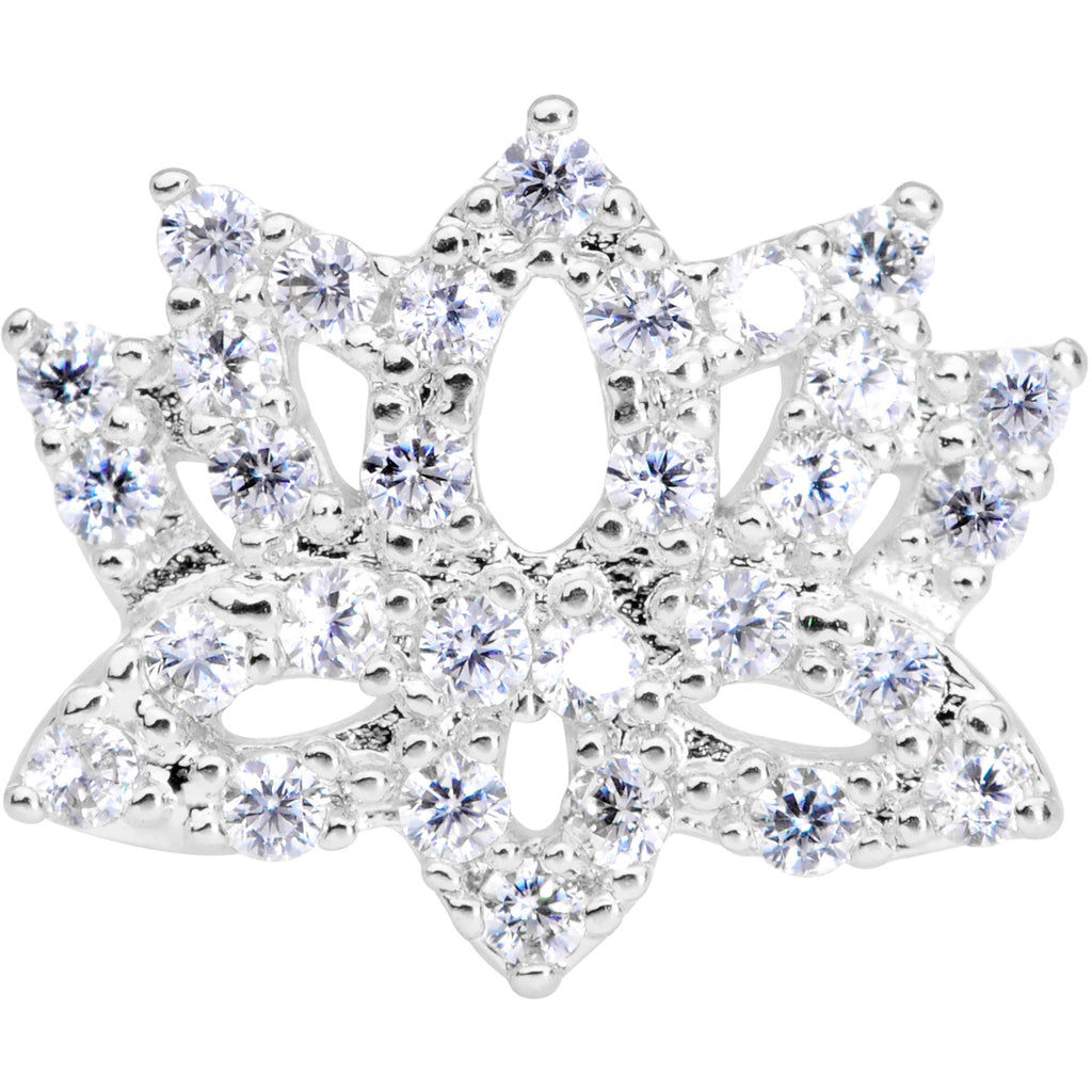 18G 3/8 Clear CZ Gem Lotus Flower Nose Hoop