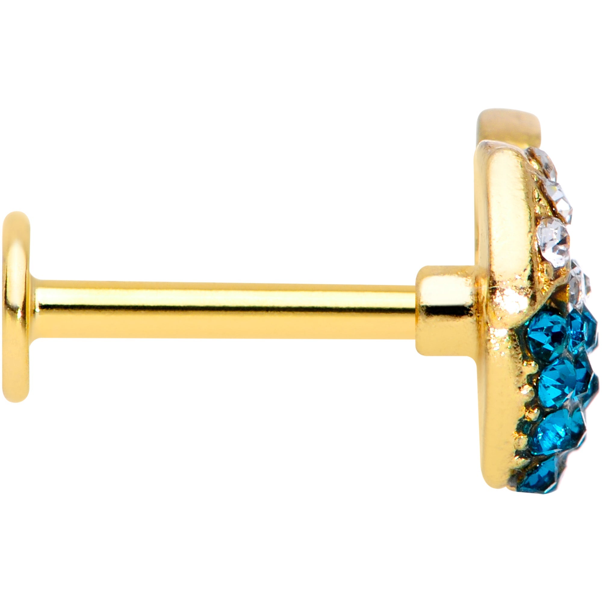 16G 5/16 Aqua Gem Gold Tone Tropical Drink Labret Monroe Tragus