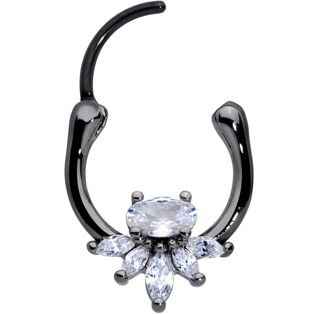 18G 3/8 Clear Gem Black Anodized Spray Cartilage Clicker