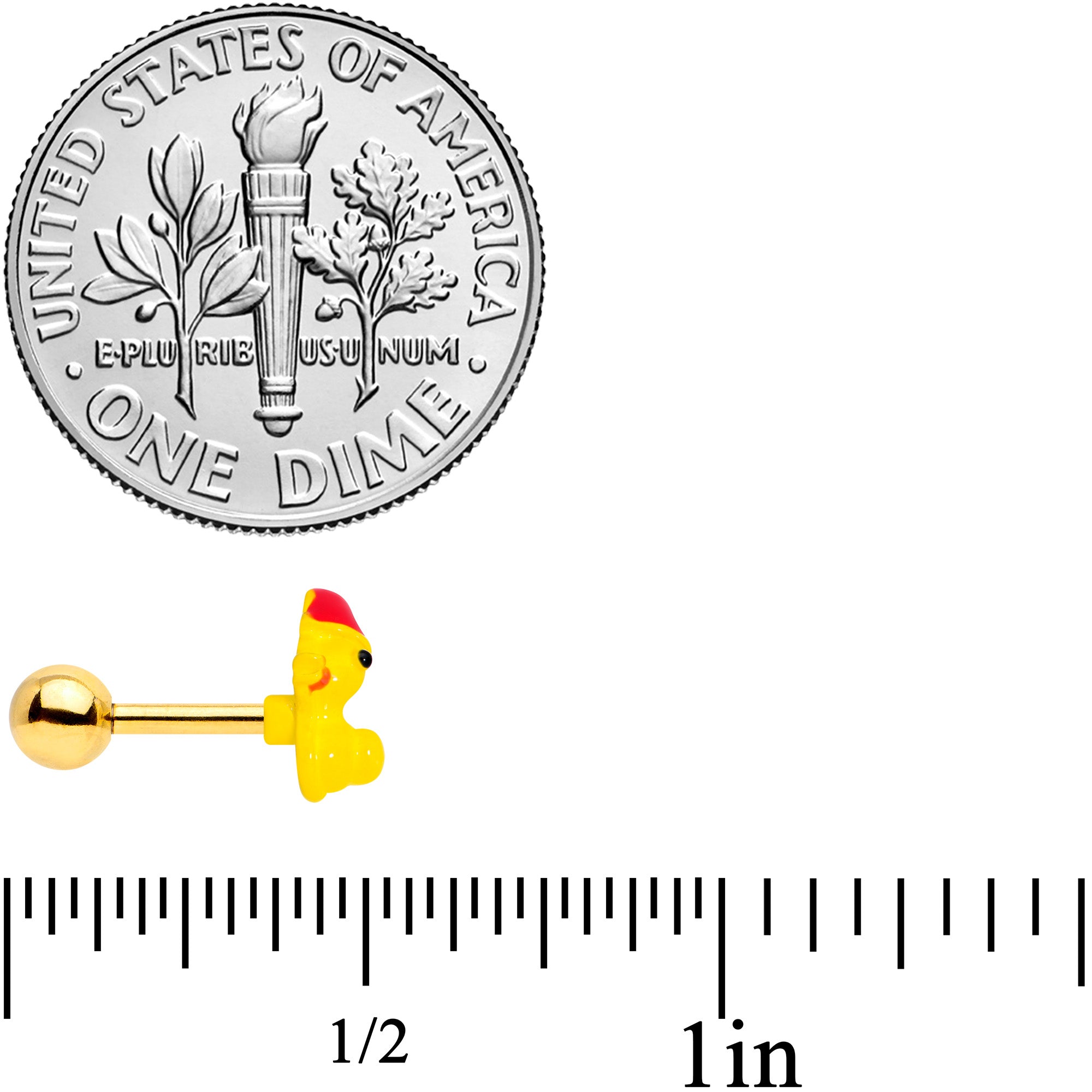 16G 1/4 Gold Tone Sleepy Duck Cartilage Tragus