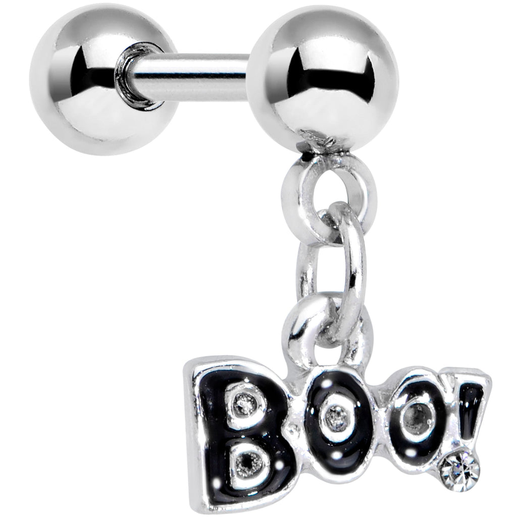 16G 1/4 Clear Gem Boo Halloween Dangle Cartilage Tragus Earring