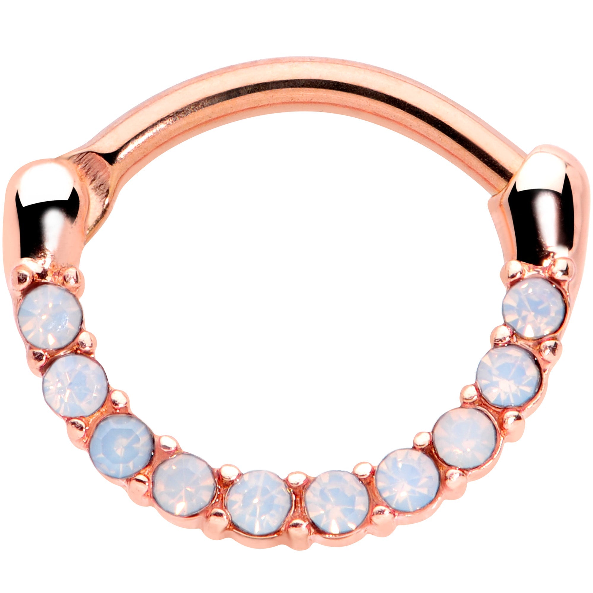 16G 5/16 Aurora Gem Rose Gold Tone Paved Cartilage Clicker