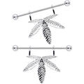 14G 11/16 Hanging Pot Leaf Dangle Nipple Shield Set