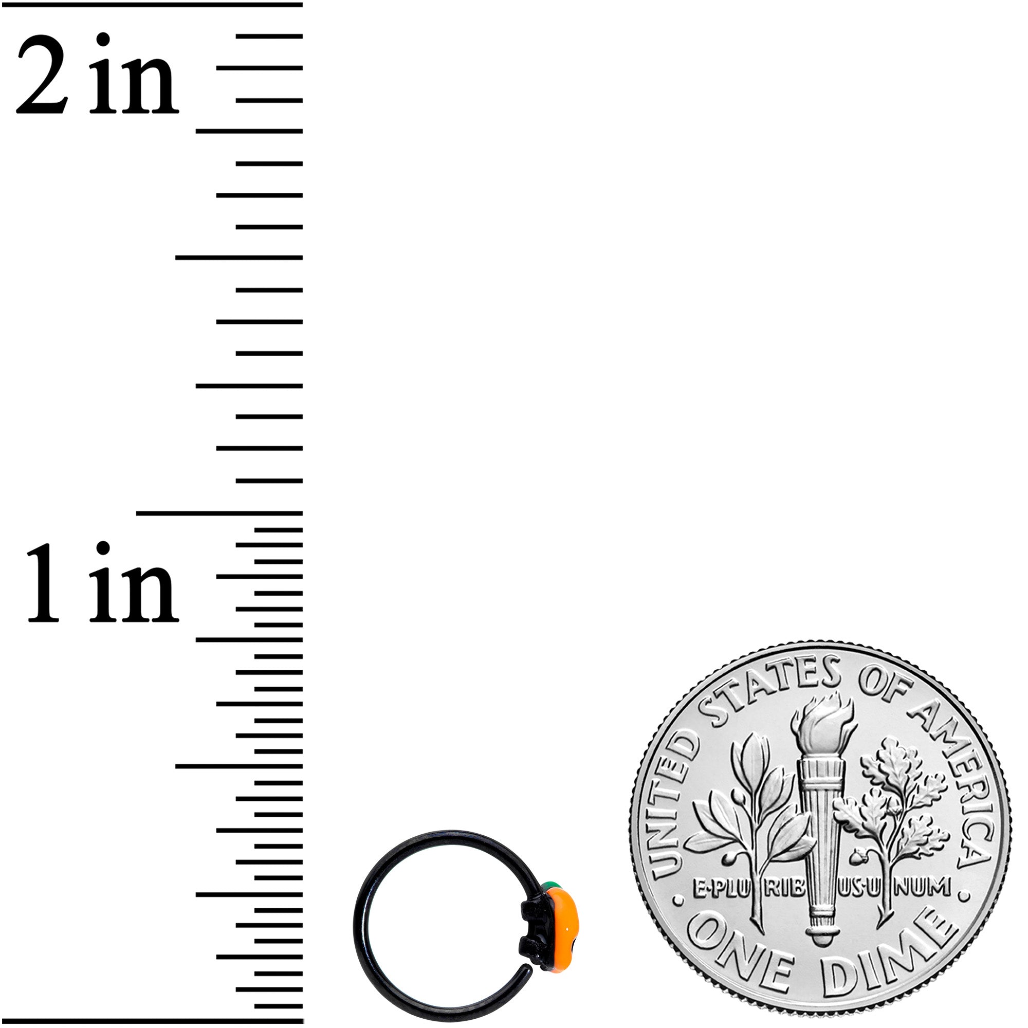 20G 5/16 Black Happy Little Pumpkin Halloween Nose Hoop