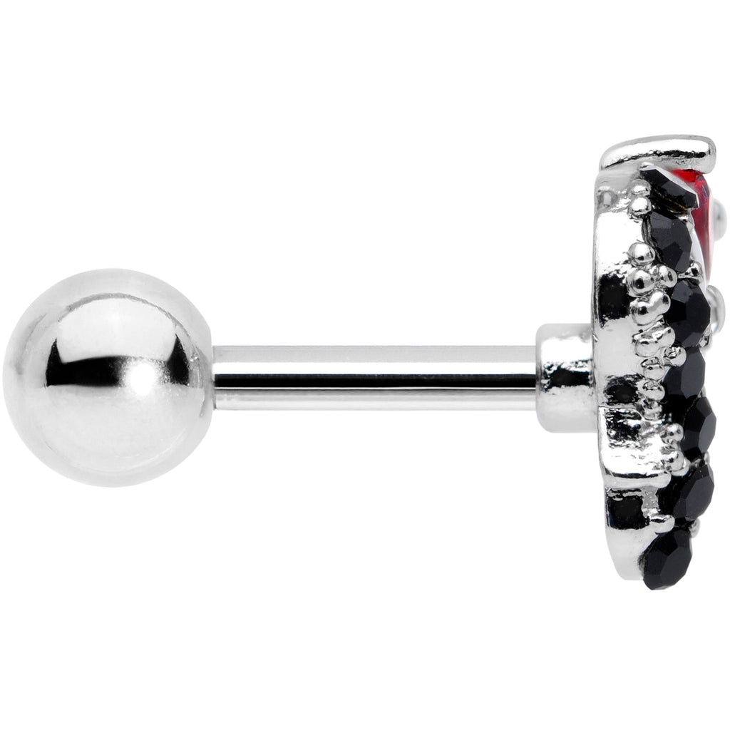 16G 1/4 Red Gem Penguin Heart Valentines Day Cartilage Tragus