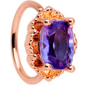 20G 5/16 Rose Gold Tone Purple Tourmaline Elegant Nose Hoop