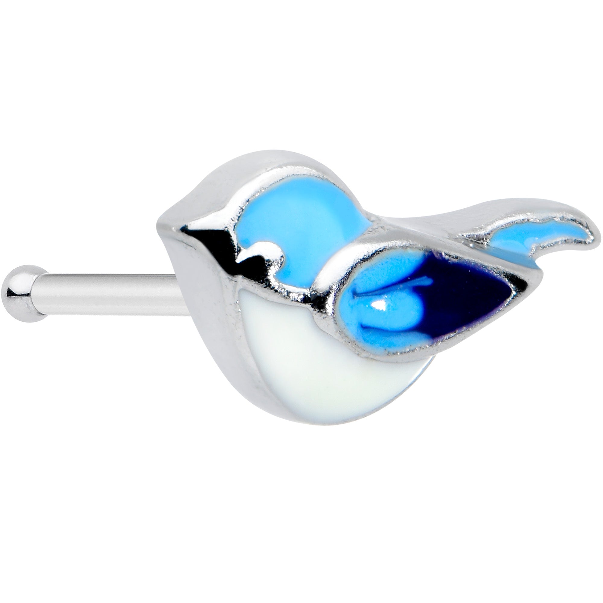 20G 1/4 Happy Little Blue Bird Nose Bone