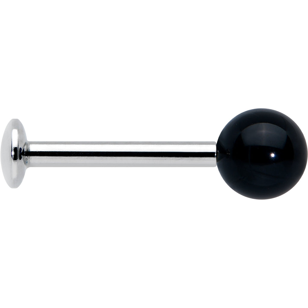 16G 5/16 Elegant Black Agate Internally Threaded Labret Tragus