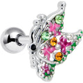 16G 1/4 Green Orange Gem Texture Butterfly Cartilage Tragus