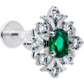 16G 5/16 Green Gem Ornate Art Deco Labret Monroe Tragus