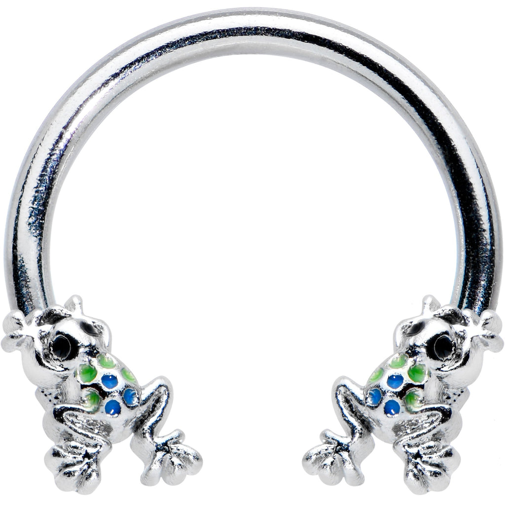 16G 3/8 Black Gem Polka Dot Frogs Horseshoe Circular Barbell