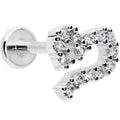 16G 5/16 Clear CZ Gem Half Heart Internal Thread Labret Tragus