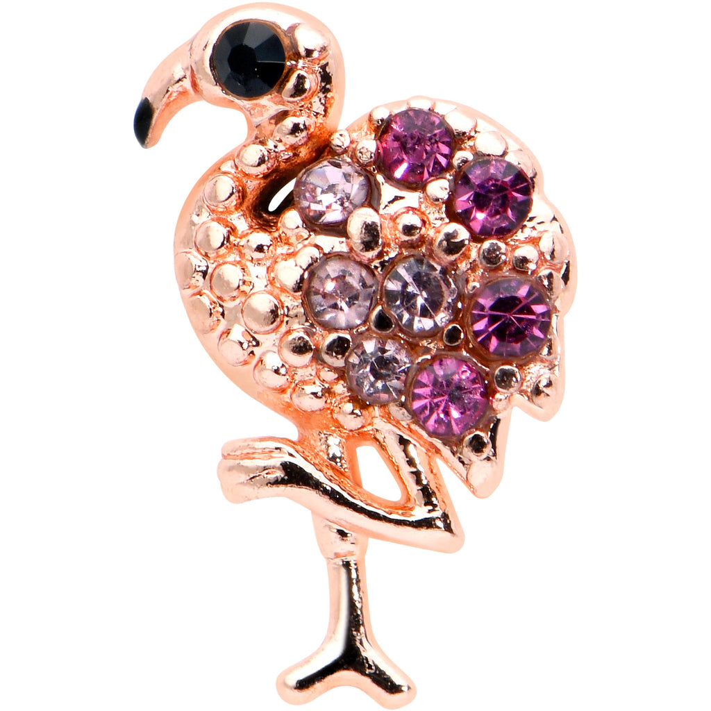 20G 7mm Pink Gem Rosy Fashion Flamingo L Shape Nose Ring