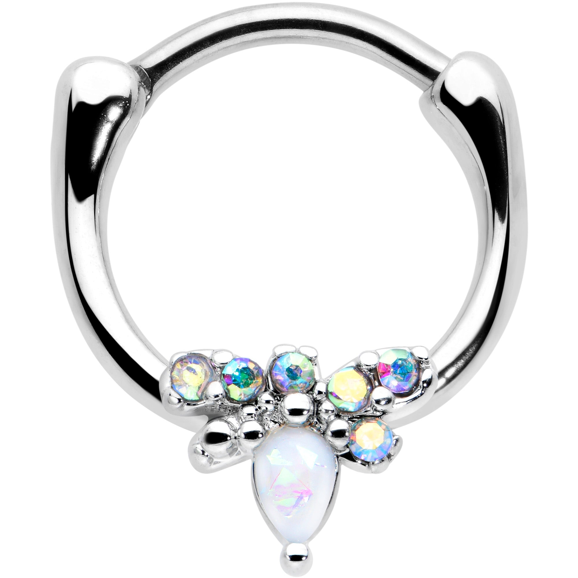 16G 5/16 White Faux Opal Bee Glamour Cartilage Clicker
