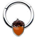 16G 3/8 Autumn Acorn Orange Brown Hinged Segment Ring